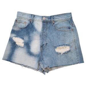 PacSun Ultra High Rise Vintage Denim Shorts Half Bleach Blue Distressed 27